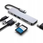 Adapter USB-C 6in1 sobib MacBookile: USB 3.0, SD, LAN, HDMI 4K, Micro SD