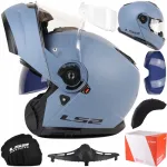 Mootorratturi kiiver LS2 STROBE II MISTY BLUE matt, avatav, FF908