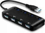 USB jagaja, 4 &uuml;hendust, USB 3.0, must, LED valgustusega