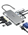 USB-C jagaja AUKEY CB-C78, 12-&uuml;hes, 100W PD, HDMI 4K, VGA, SD