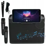 Karaoke komplekt Bluetooth 5.3, 10 W k&otilde;lar, 2 mikrofoni, h&auml;&auml;leefektide ja LED-valgustusega