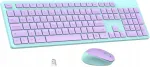 QWERTY IT juhtmevaba USB klaviatuur ja hiir, lilla-roheline