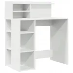 Kirjutuslaud riiuliga, valge, 90 x 48 x 101,5 cm, puitlaastplaat