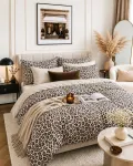 Mengtianzi B-1676 voodipesukomplekt, 100% puuvill, leopardimuster, 200x220 cm, 3-osaline