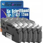 Etiketiv&ouml;&ouml; BROTHER TZe-931, 12 mm x 8 m, h&otilde;bedane, 5 tk