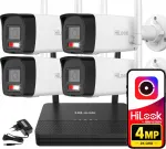 Videovalves&uuml;steem 4MP, v&auml;lise, 4 kaameraga, Full Color, HiLook Hikvision, WiFi
