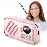 Juhtmevaba kaasaskantav Bluetooth-k&otilde;lar FM-raadioga, 5W, USB, MP3, roosa