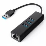 Spacetronik SPU-M07 USB jagaja, 3x USB 3.0, RJ45, must
