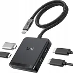 UNI USB-C jagaja, 4 liidest, 10 Gb/s, tugev punutud kaabel