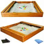 Impregneeritud SANDBOX puidust liivakast pingidega 150x150 cm