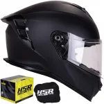 Motorratturi kiiver HSR HS986, matt must, Pinlockiga, ECE 22.06