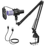 USB m&auml;ngumikrofon RGB valgustusega, metallist, komplekt otse&uuml;lekannetele