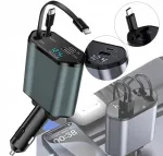 Autolaadija JOINT RETRACTOR 120W, 4-in-1, kiire USB-C ja USB-A laadimine