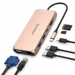 ORICO USB-C 12in1 dokijaam HDMI 4K, VGA, RJ45, PD 100W, 3x USB-A, SD ja heliliidesed