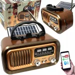Raadiovastuv&otilde;tja Retropolis AUSTIN Vintage Retro, p&auml;ikeseenergiaga, USB, microSD, Bluetooth, 1200mAh
