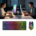 Juhtmevaba m&auml;nguhiir valgusega ja mehaaniline LED klaviatuur