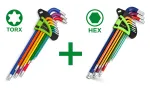 Pikad kuuskant- ja TORX-v&otilde;tmete komplekt 18 tk 1.5-10mm T10-T50 S2, v&auml;rviline