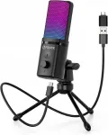Kaks USB RGB kondensaatormikrofoni komplekt statiividega otse&uuml;lekannete ja m&auml;ngude jaoks