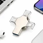 USB m&auml;lupulk 256GB 4in1, USB, USB-C, Micro USB, Lightning, h&otilde;bedane