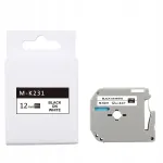 Brother M-K231 lint, 12 mm x 8 m, valge musta tr&uuml;kiga