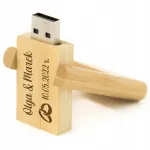Puidust USB m&auml;lupulk pulmadeks graveeringuga, 64GB, USB 3.0