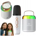 Kaasaskantav Bluetooth-k&otilde;lar karaoke mikrofoniga ja RGB LED-valgustusega