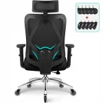 Ergonoomiline kontoritool must, 3D nimmetoega, kiikumisfunktsioon, 155 kg