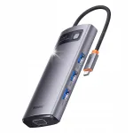 USB-C jagaja BASEUS 7in1: 3x USB3.0, HDMI, USB-C PD, VGA, Ethernet RJ45