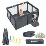 Laste kokkupandav m&auml;nguv&auml;ljak PLAYPEN 130x130 koos madratsi, pallide ja korviga