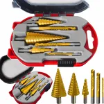 Koonilised astmelised metall- ja puidupuurid 4-32 mm, 6 tk