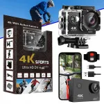 Action-kaamera 4K UHD WiFi veekindel must 30 m 20 MP