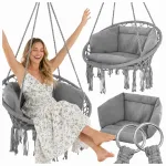 Kiik Stork Nest patjadega, XXL, 120 cm, hall, boho stiilis, v&auml;litingimusteks