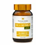 VITAMIIN D3+K2 MK-7 SUPER STRONG 20 000 IU toidulisand, 120 kapslit Naturprodukte