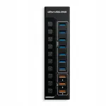 USB jagaja 3.0, 10 porti, toitega, LED l&uuml;lititega, 5 Gb/s, 2.4A