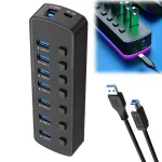 USB jagaja HUB 7x USB 3.0, 7-pesa, USB-C, RGB LED, 5 Gb/s