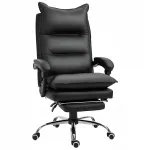 Ergonoomiline must kontoritool jalatoega, kunstnahk