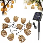 P&auml;ikese aia laternade rippvalgusti, rattan, LED, 10 laternat, 3,6 m