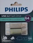 Philips USB m&auml;lupulkade komplekt 2 x 64GB, USB-A ja USB-C, kokku 128GB