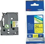 Brother TZe-651 kleeplint, must kiri, kollane taust, 24 mm
