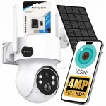 V&auml;lisaed p&auml;ikesepaneeliga WiFi kaamera, IP, p&ouml;&ouml;ratav, 4MP Full HD, j&auml;lgimine, ICSEE, 32 GB