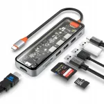 USB-C hub TOTU 7-&uuml;hes HDMI 4K, 92W PD, USB 3.0, SD/TF kaardi lugejaga