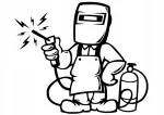 Kleebis &bdquo;Welder Welding&ldquo; taustata, 15 x 17,8 cm, autole, kiivrile, s&uuml;learvutile