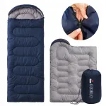 Magamiskott kapuutsiga TOURIST QUILT 2in1, soe, kerge, tumesinine, kotiga