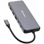 Verbatim USB-C adapter, 2x HDMI, VGA, 5x USB-A, SD, alumiinium