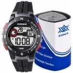 Digitaalne kell XONIX, must, 10 ATM, &auml;ratus, taimer, kronograaf, 12/24 tunni režiim
