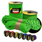 Peegeldav n&ouml;&ouml;r EDCX 4,4 mm Paracord 550, neoonrohelises v&auml;rvitoonis, 15 m