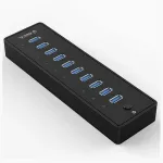 USB jagaja, 10 pesa, USB 3.0, toiteplokiga 12V 4A