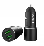 TOPK auto laadija, 2 USB pesa, Quick Charge 3.0