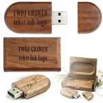 Puidust USB m&auml;lupulk 64 GB graveeringuga, kingitus pulmadeks, esimesele armulauale, ristimiseks