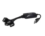 PCGIELDA USB jagaja, 4 pesa, must, kaabliga, USB 2.0